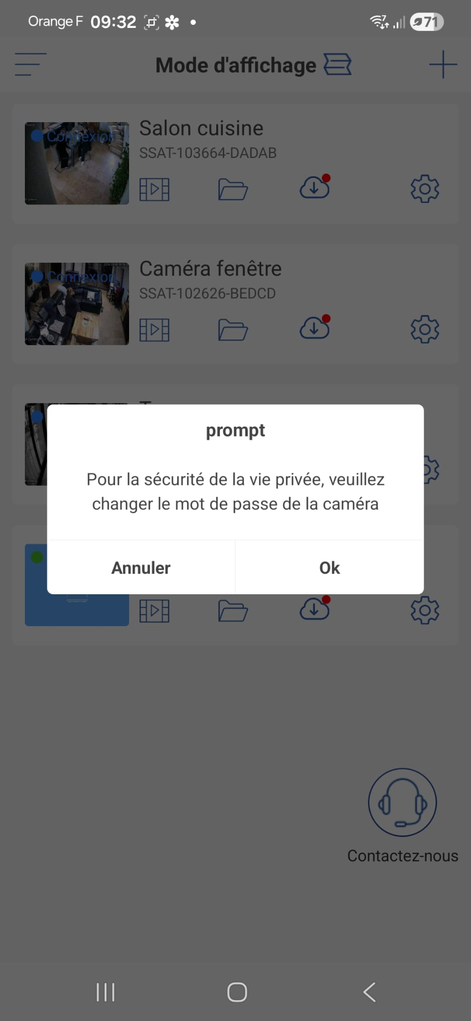 Prompt de changement de mot de passe