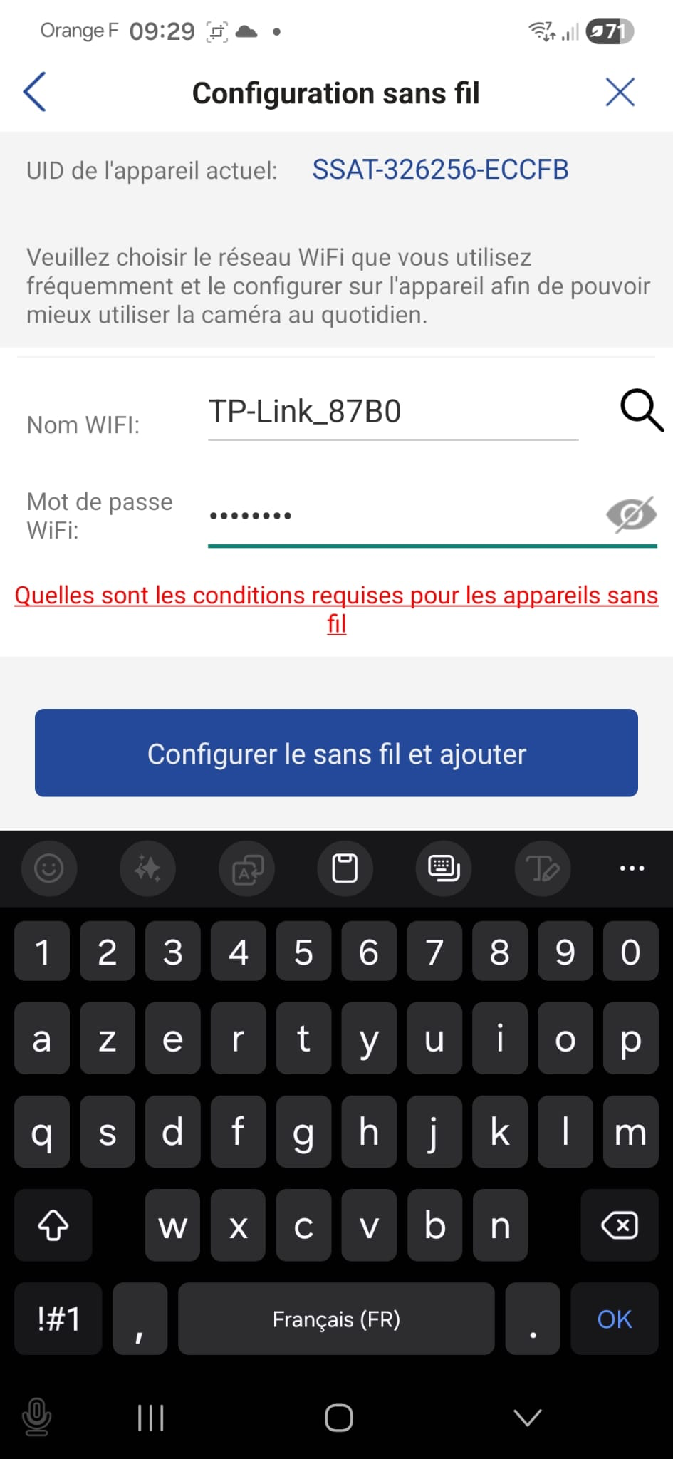 Configuration du reseau sans fil