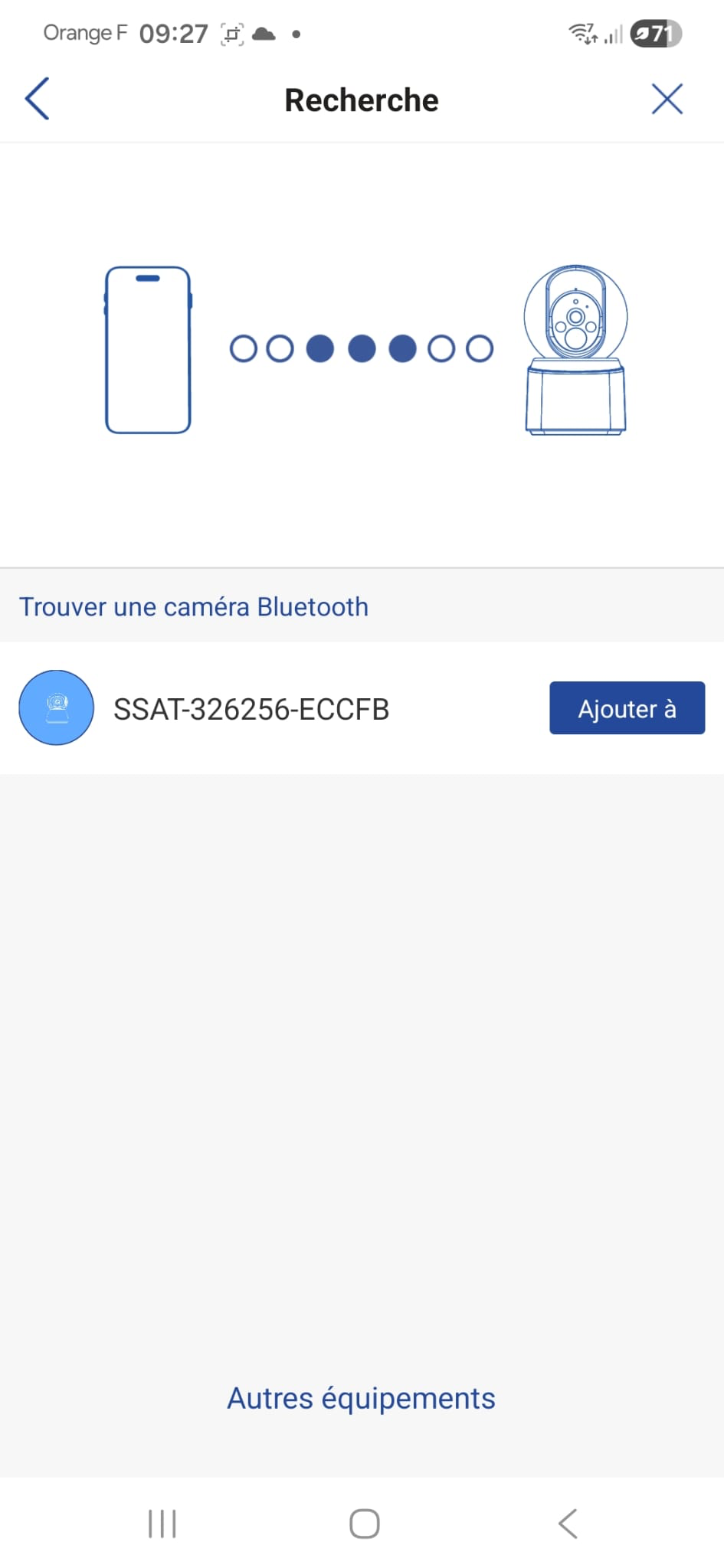 Recherche de la camera via Bluetooth